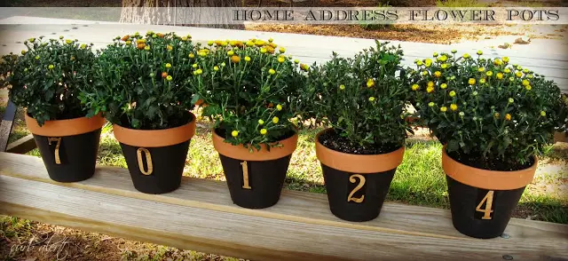 Curb Alert! Home Address Flower Pots via http://tamicurbalert.blogspot.com