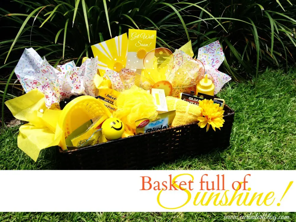 Get Well Soon Gift:  Basket full of Sunshine & Yellow Goodies via Curb Alert! www.curbalertblog.com