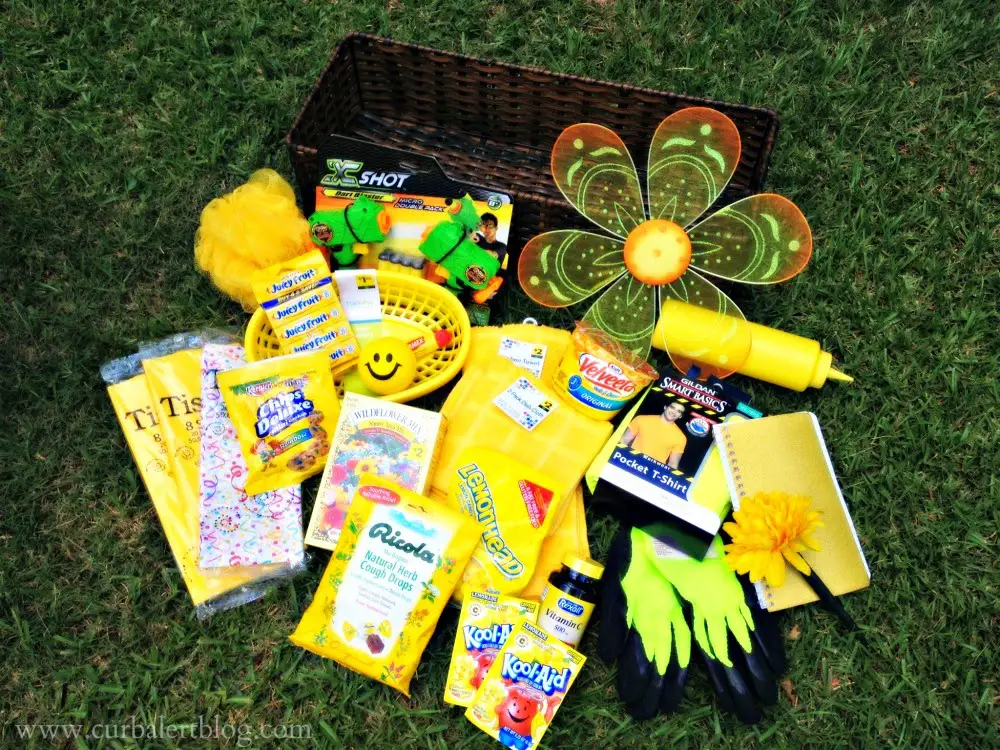Get Well Soon Gift:  Basket full of Sunshine & Yellow Goodies via Curb Alert! www.curbalertblog.com