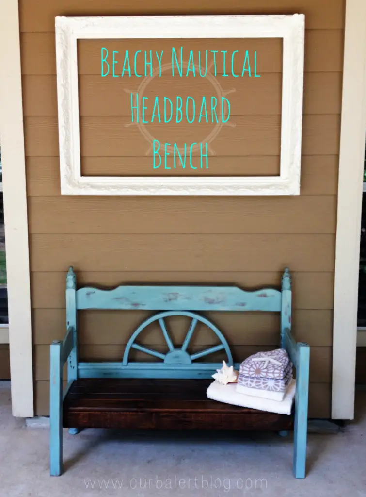 Nautical Beachy Headboard Bench Makeover with Annie Sloan Chalk Paint and Minwax Stain via Curb Alert! http://www.curbalertblog.com