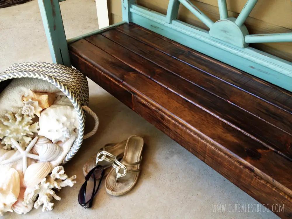 Nautical Beachy Headboard Bench Makeover with Annie Sloan Chalk Paint and Minwax Stain via Curb Alert! http://www.curbalertblog.com