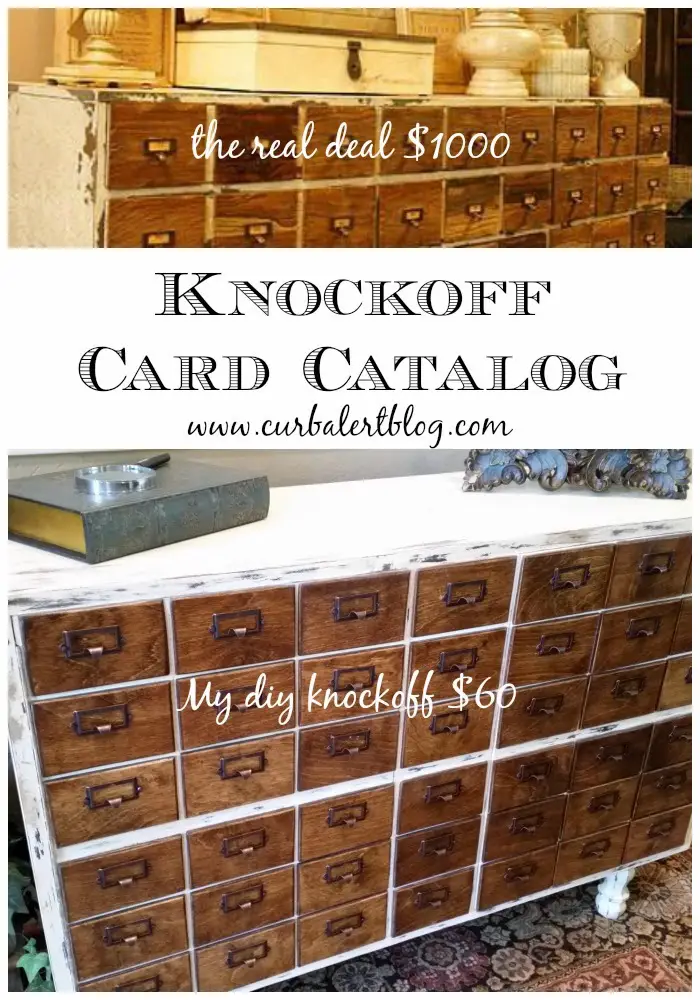 DIY Knockoff Card Catalog in Annie Sloan old White and Minwax English Chestnut via Curb Alert! blog www.curbalertblog.com