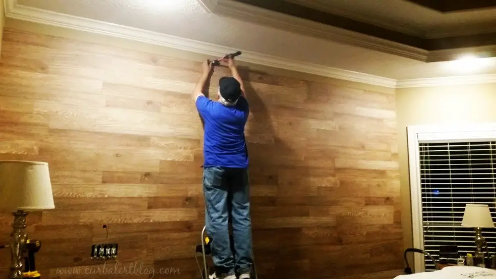 Knockoff White Bedroom Planked Wall Makeover via Curb Alert! Blog