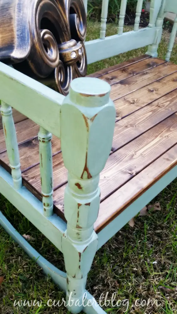 Repurposed Headboard Bench Annie Sloan Duck Egg Blue