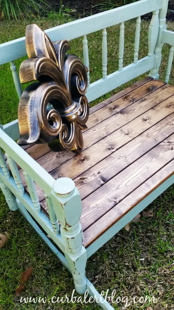 Repurposed Headboard Bench Annie Sloan Duck Egg Blue