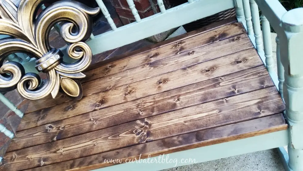 Repurposed Headboard Bench Minwax Special Walnut Stain